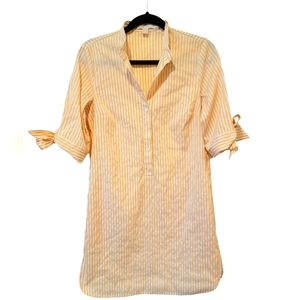 MK Michael Kors Womens Dress Yellow & White Stripped with Bowtie Sleeve